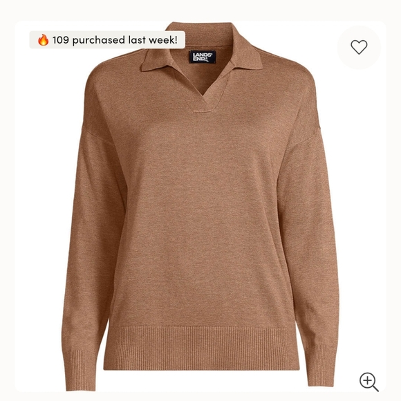 Lands' End Knit Polo Collar Sweater Brown Womens Plus Size 3X Versatile Classic - Picture 1 of 6